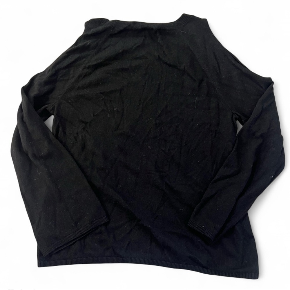 Black Long Sleeve Cold Shoulder Sweater - Picture 2 of 3